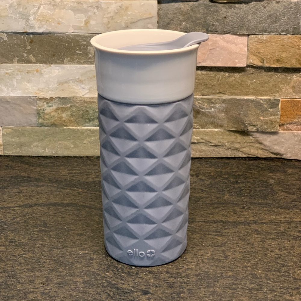 ELLO | Silicone Insulated Grey Ceramic Coffee Mug | Travel Mug